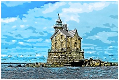 Stratford Shoal Light on a Summer Day - Digital Painting